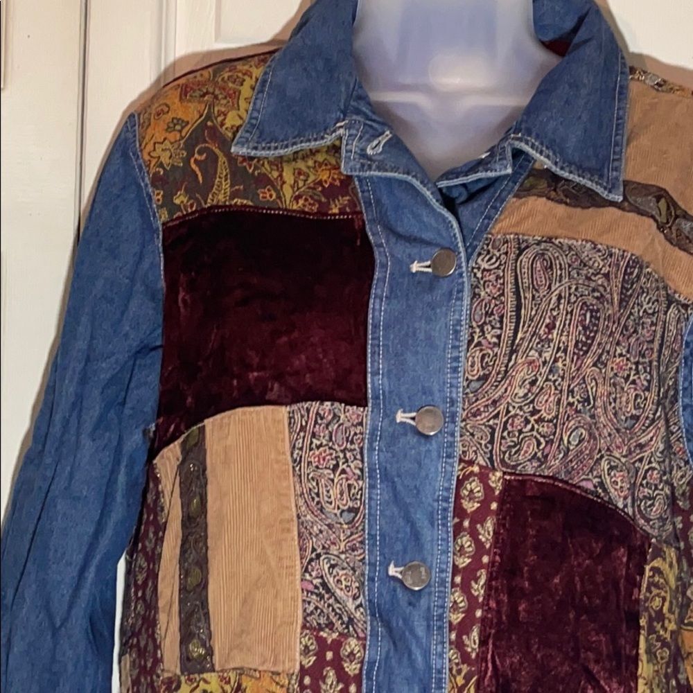J. Jill Denim Out of the Blue Patchwork Jean Jacket See Measurements - Picture 5 of 15